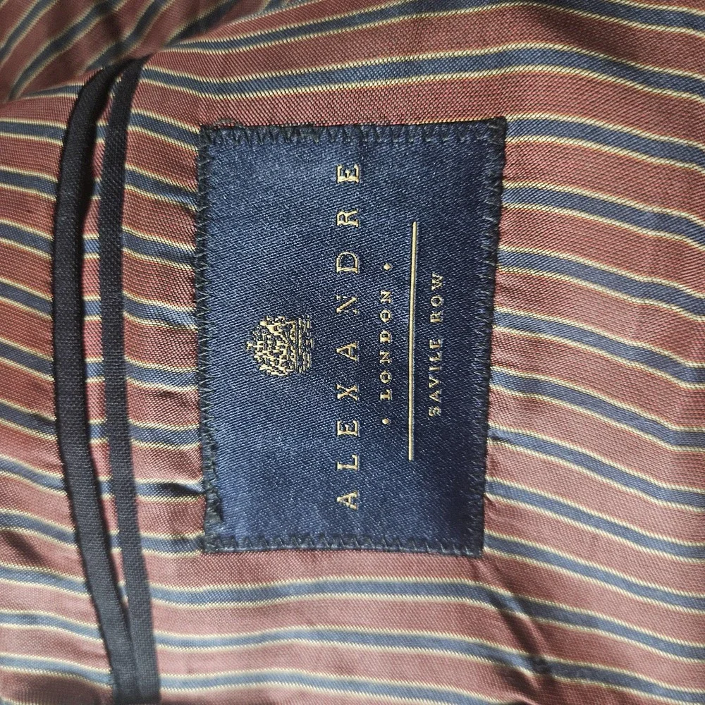 Alexandre London Blazer Mens 44R Navy Wool Gold Crest Buttons Savile‎ Row